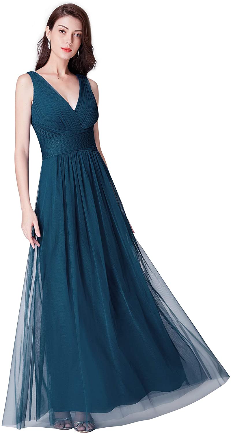 Price:$42.99 Ever-Pretty Women's Double V-Neck Floor-Length Bridesmaid Dress 07526 at Amazon Women’s Clothing store
