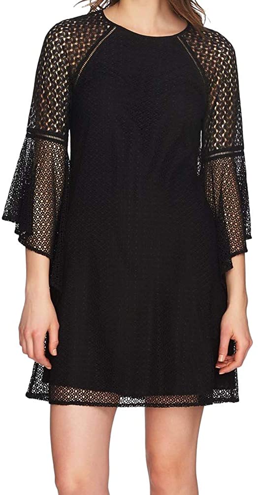 Price:$26.99 CeCe Keira - Bell Sleeve Texture Lace Combo Dress Rich Black 12 at Amazon Women’s Clothing store