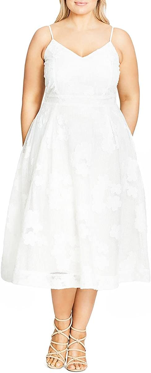 Price:$0.00    Mesh Floral Fit & Flare Dress in Ivory - Size 14 / XS  Clothing