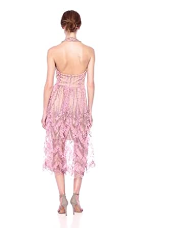 Price:$209.84    Dress the Population Women's Valerie Halter Top Floral Lace Midi Dress  Clothing