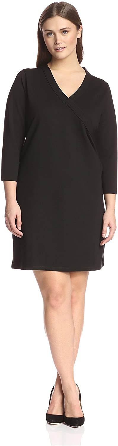 Price:$21.56    SOCIETY NEW YORK Women's Surplice Dress, Black, 1X  Clothing