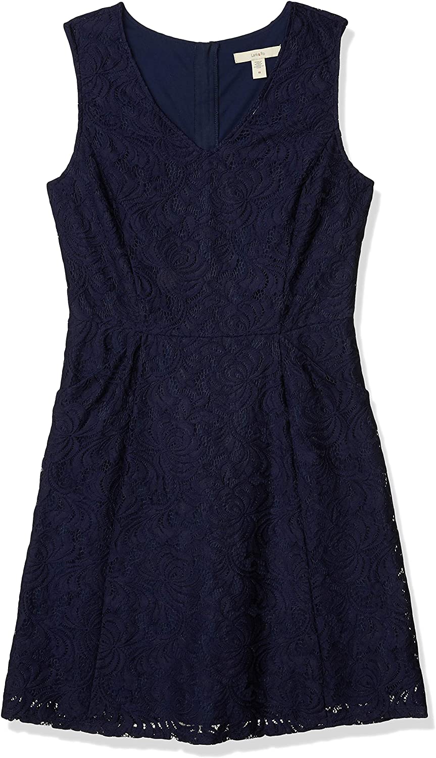 Price:$53.90    Lark & Ro Women's Sleeveless Fit and Flare Dress with Exposed Zipper  Clothing