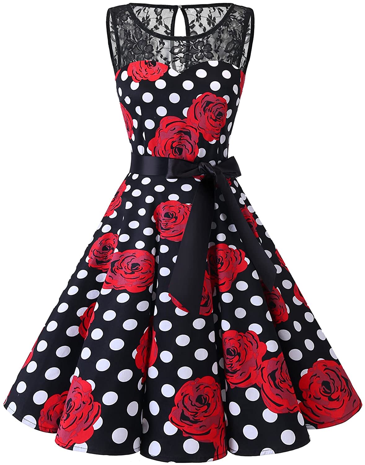 Price:$14.99    Bbonlinedress Women's 1950s Vintage Rockabilly Swing Dress Lace Cocktail Prom Party Dress  Clothing