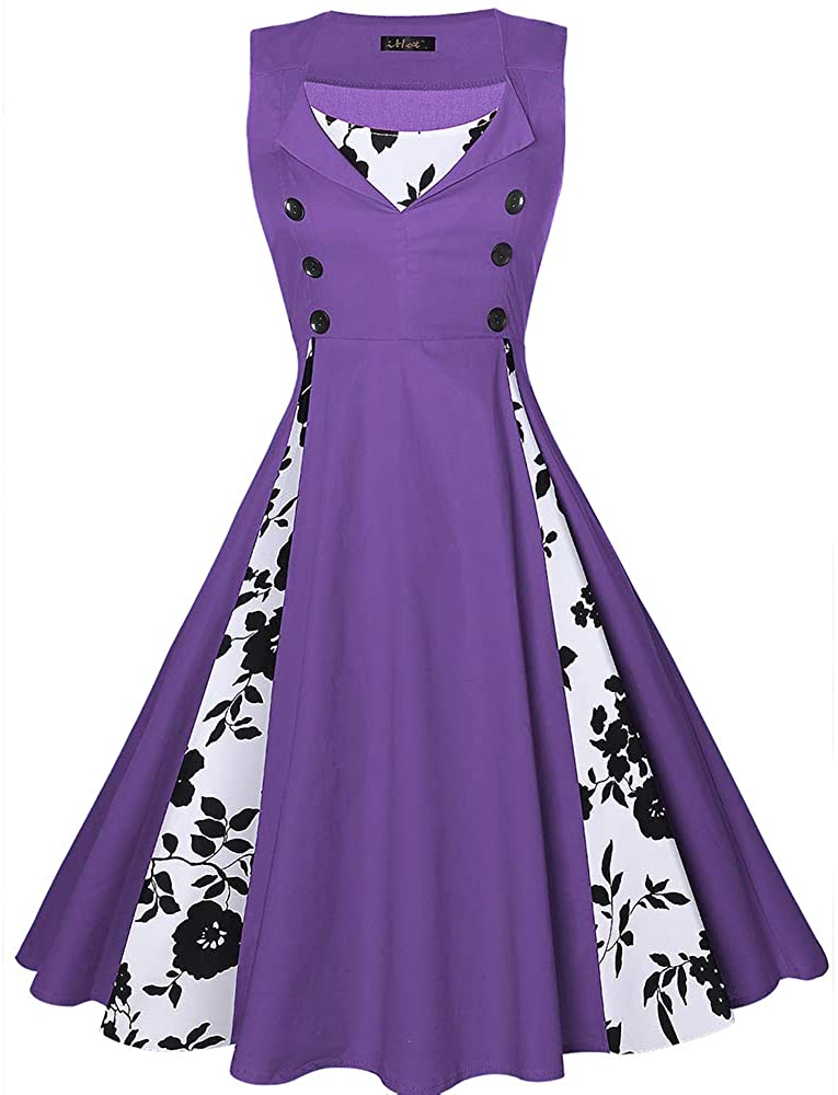 Price:$30.99    MISSJOY Women's 1950s Vintage Retro Plus Size Polka Dot Swing Cocktail Party Dress  Clothing
