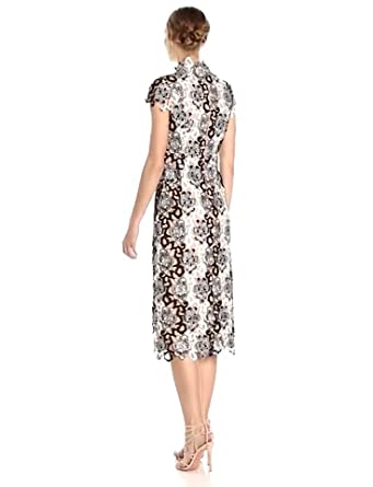 Price:$381.72    ML Monique Lhuillier Women's Lace High Neck Dress, Black/White, 0  Clothing