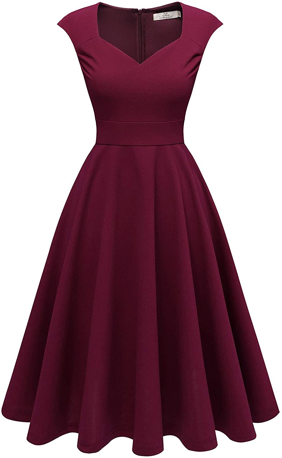 Price:$26.99    Homrain Women's Cocktail Tea Dress Vintage Rockabilly A-Line Sleeveless Wedding Party Swing Dresses Burgundy L  Clothing