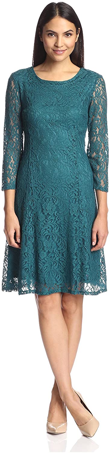 Price:$57.68    Chetta B Women's A-Line Lace Dress, Emerald, 6  Clothing