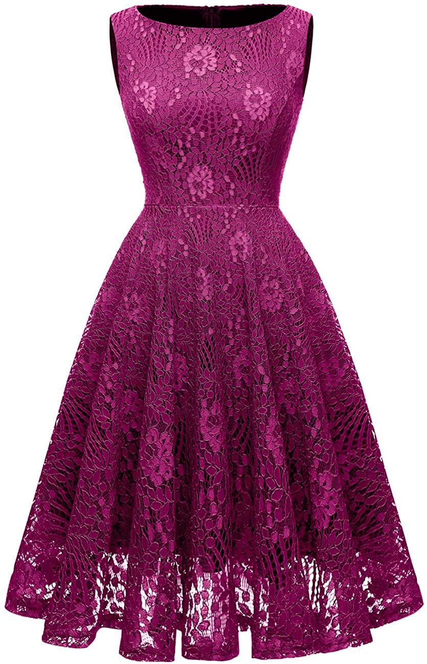 Price:$19.99    Kingfancy 50s Homecoming Dress, 1950 Cocktail Lace Vintage Dresses Crew Neck Prom Bridesmaid Dress  Clothing