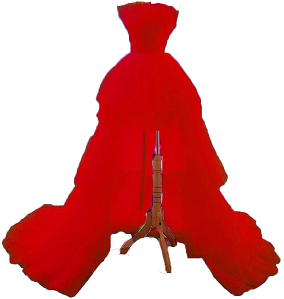 Price:$69.00    Women's High Low Prom Dresses Spaghetti Strap Tulle Tiered Pageant Ball Gown 2020 Long Homecoming Dress AR222  Clothing