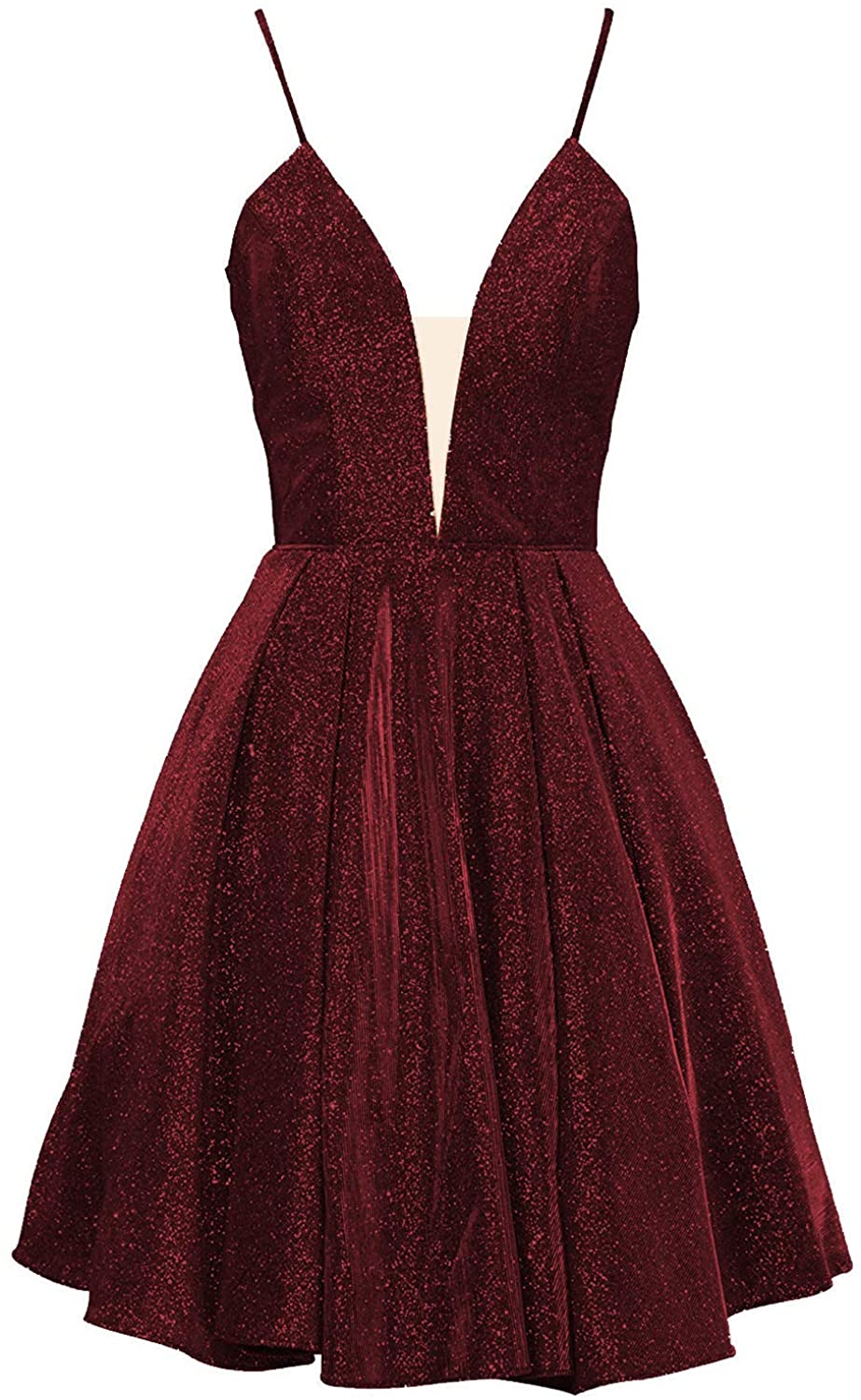 Price:$68.99    Ivy Beauty Spaghetti Strap A Line Homecoming Dress Short Lace Up Sparkling Prom Dress  Clothing