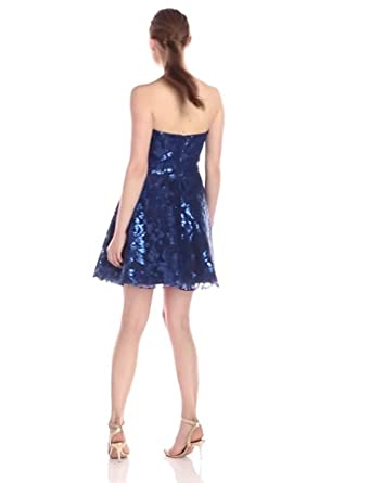 Price:$98.79    Minuet Women's Sequin Lace Strapless, Royal Blue, Large  Clothing