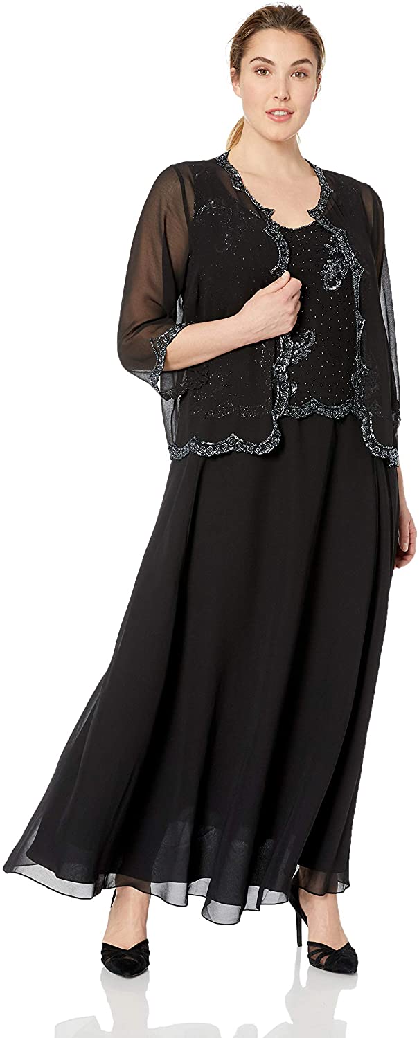 Price:$64.97    J Kara Women's Plus Size Beaded Jacket Dress  Clothing