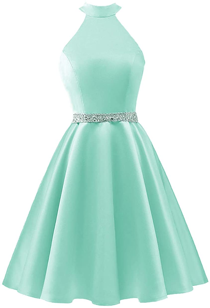 Price:$74.99    Changuan Women's Short Beaded Homecoming Dresses A Line Halter Prom Dress with Pockets  Clothing