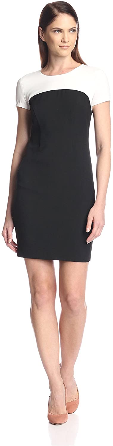 Price:$18.91    SOCIETY NEW YORK Women's Cap Sleeve Colorblocked Dress, Cream/Black, 8 US  Clothing