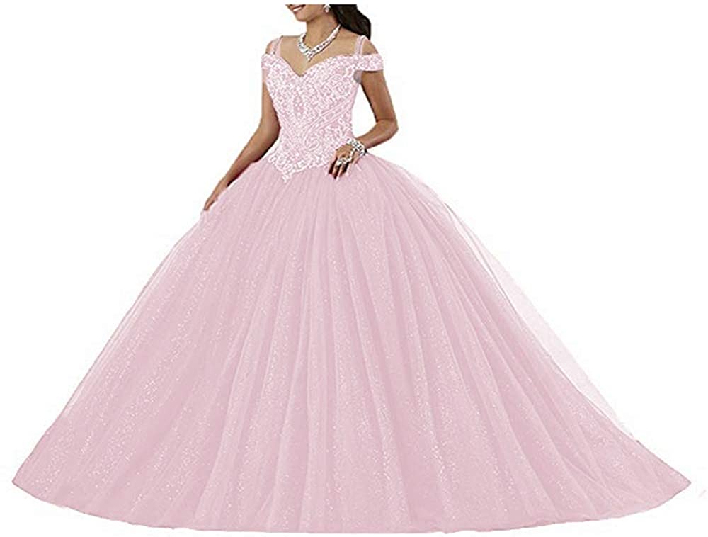 Price:$7.99 Kiss Rain Women's Beaded Crystal Tulle Quinceanera Ball Gown at Amazon Women’s Clothing store