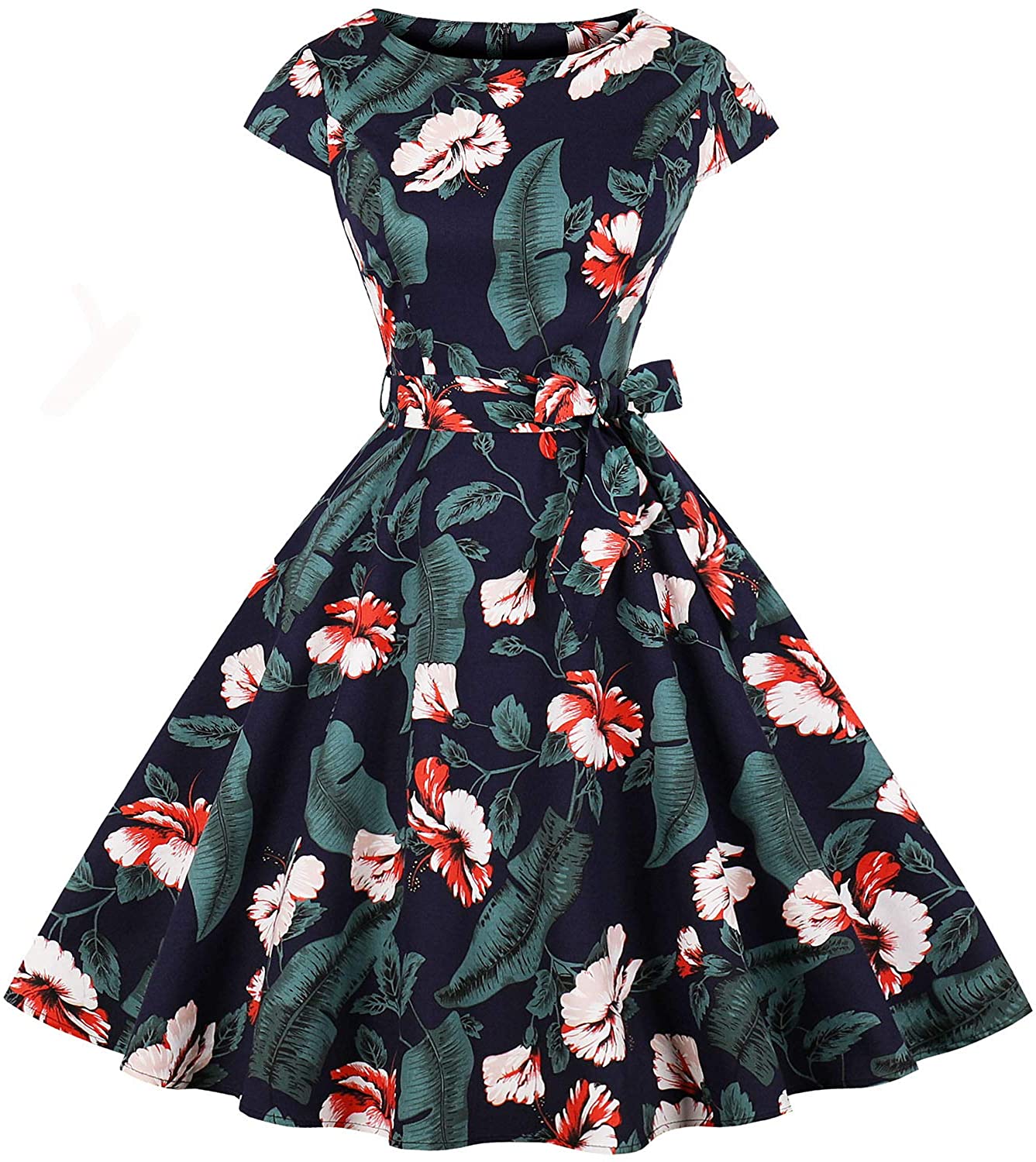 Price:$24.99    Womens 1950s Vintage Cap Sleeve Polka Dot Rockabilly Cocktail Swing Dresses C70  Clothing