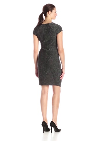 Price:$60.90    Julian Taylor Women's Short Sleeve Side Gathered Glitter Dress  Clothing