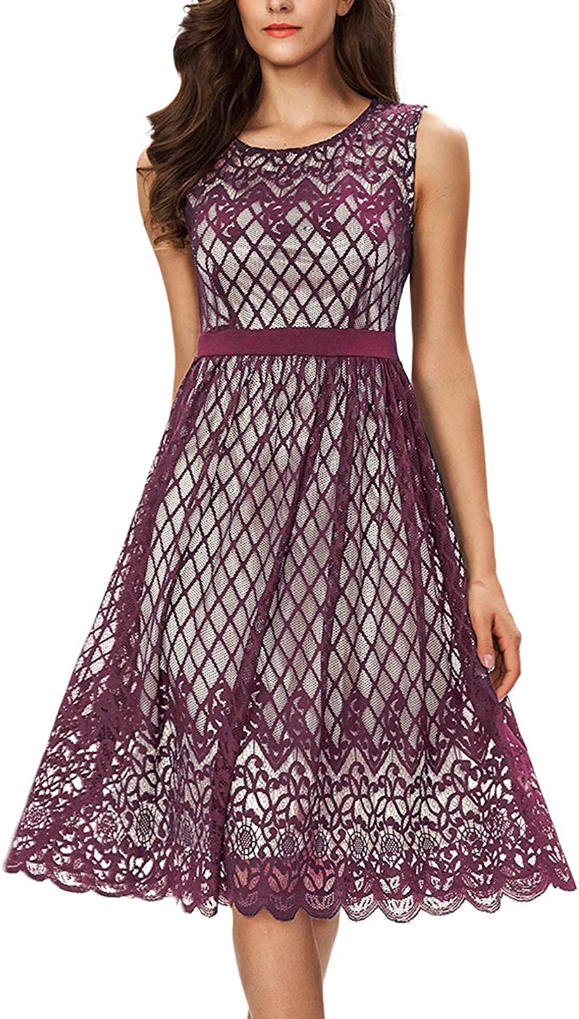 Price:$0.00    Noctflos Women's Fit and Flare Elegant Cocktail Party Dress for Wedding Guest Purple  Clothing