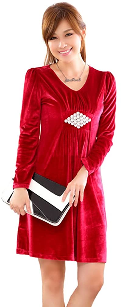 Price:$11.95    SY Womans Wine Red Velour Evening Dress, Prom Dress, X Large, 9821  Clothing