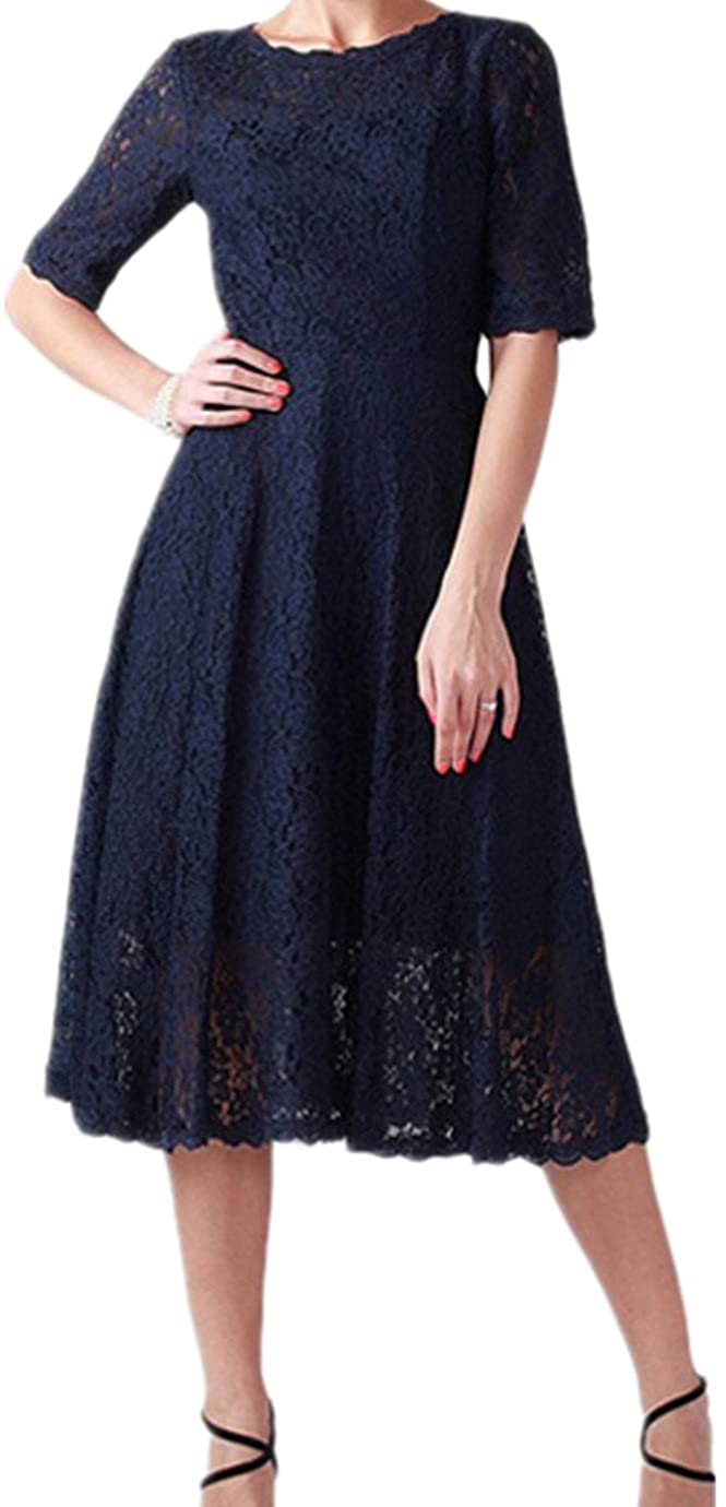 Price:$65.69 kxry Women's A Line Mother of The Bride Dress Short Vintage Half Sleeve Lace Bridesmaid Gowns at Amazon Women’s Clothing store