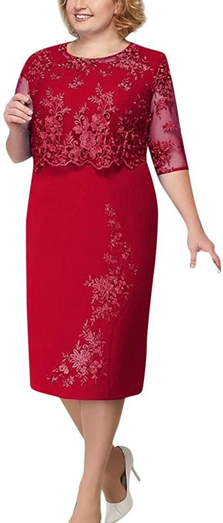 Price:$7.00 Women's Plus Size Floral Lace Formal Work Pencil Dress Elegant Evening Party Cocktail Midi Dresses at Amazon Women’s Clothing store