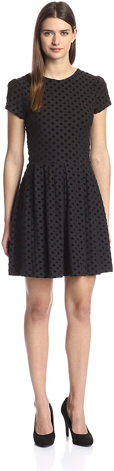 Price:$68.26    Leota Women's Fit & Flare Polka Dot Dress, French, L  Clothing