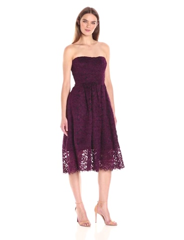 Price:$161.98    Vera Wang Women's Strappless Lace Tea Length Cocktail Dress  Clothing