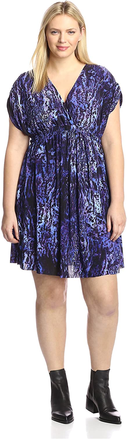Price:$87.24    tbagslosangeles Plus Women's Short Surplice Dress, Purple Multi, 2X US  Clothing