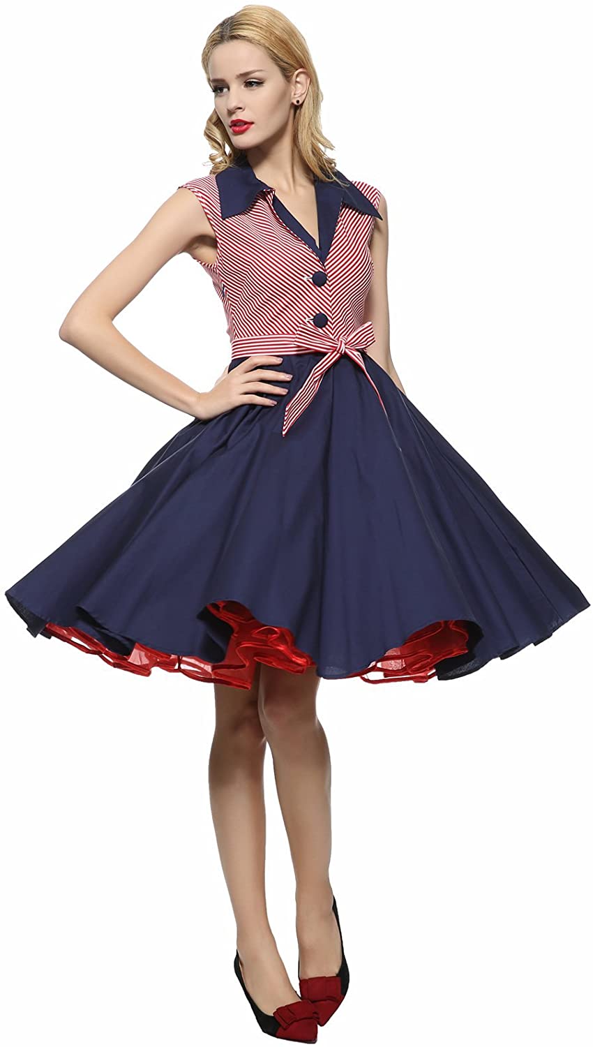 Price:$39.99    Maggie Tang 1950s Vintage Pinup Cocktail Swing Rockabilly Dancing Party Dress  Clothing