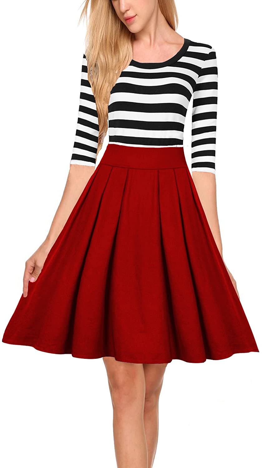 Price:$25.99    HiQueen Women Summer Crewneck Business Working Cocktail Party A Line Dress Red XXL  Clothing