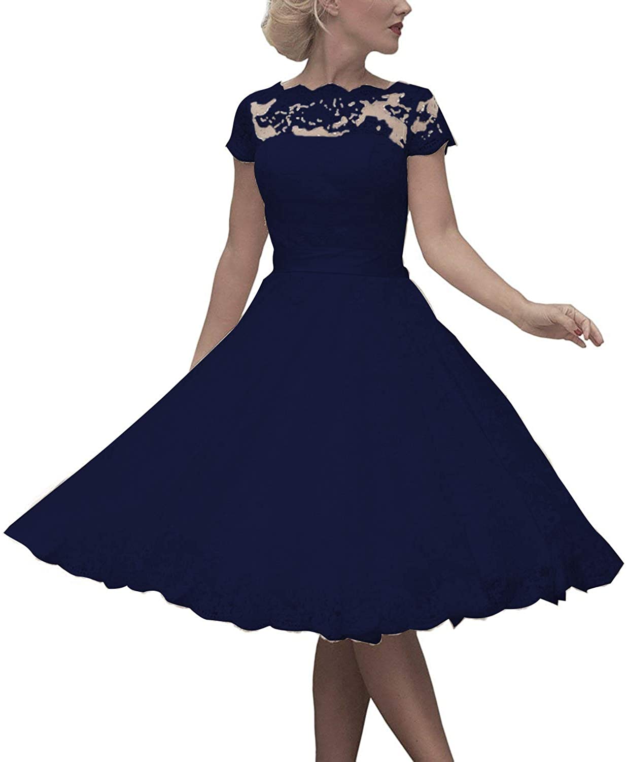 Price:$68.98    Abaowedding Women's Cocktail Dress Floral Lace Knee Length Short Formal Wedding Bridal Gown  Clothing