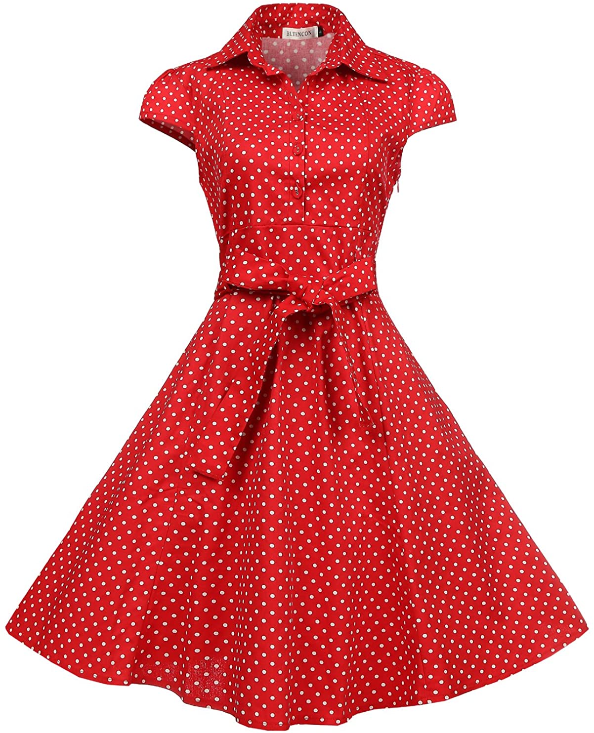 Price:$23.98 BI.TENCON Women's Retro Vintage 1950s Style Cap Sleeve Swing Party Dress at Amazon Women’s Clothing store