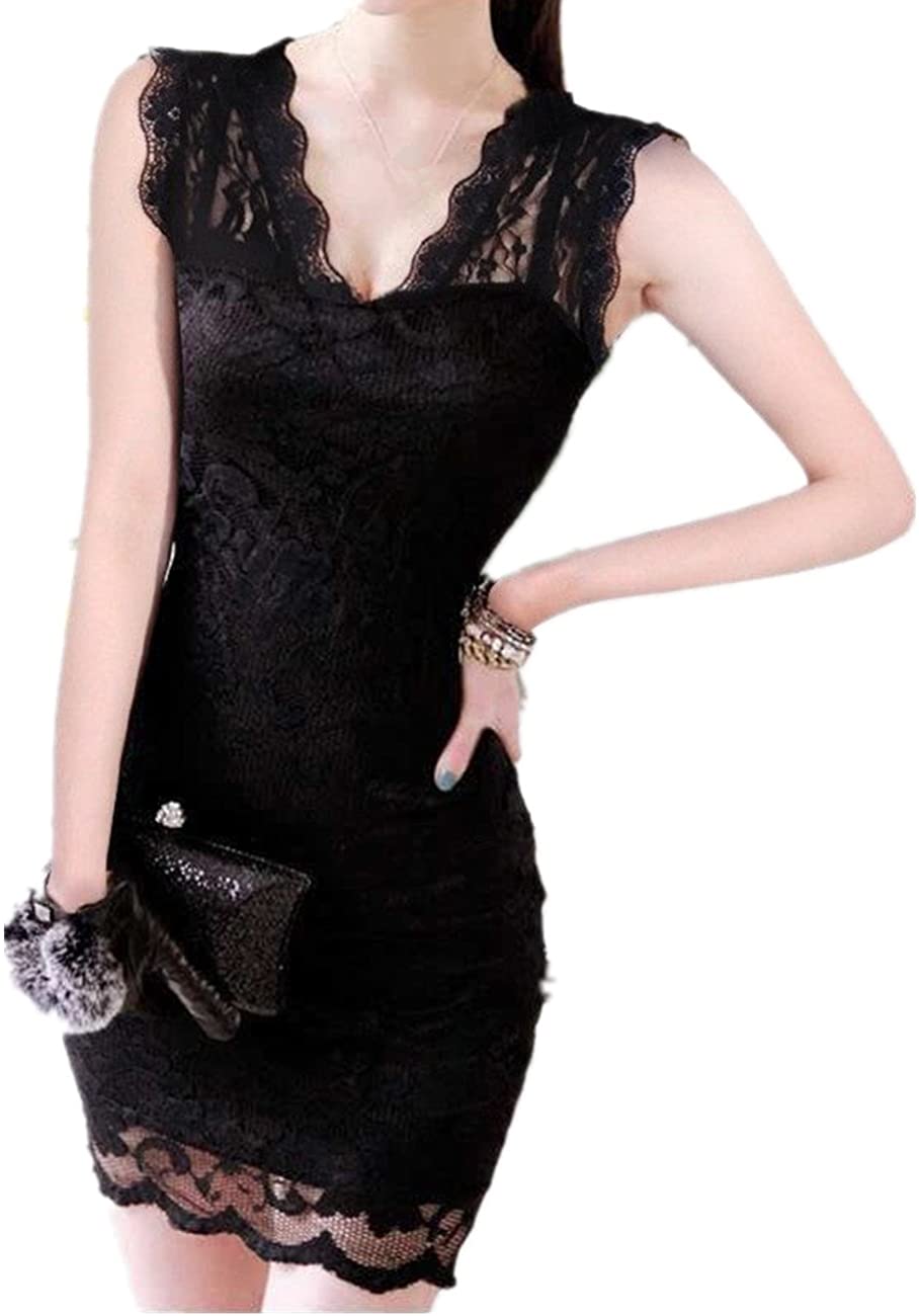 Price:$10.66    Womens Sexy Sleeveless Evening Party Cocktail Ball Lace Mini Dress (M)  Clothing
