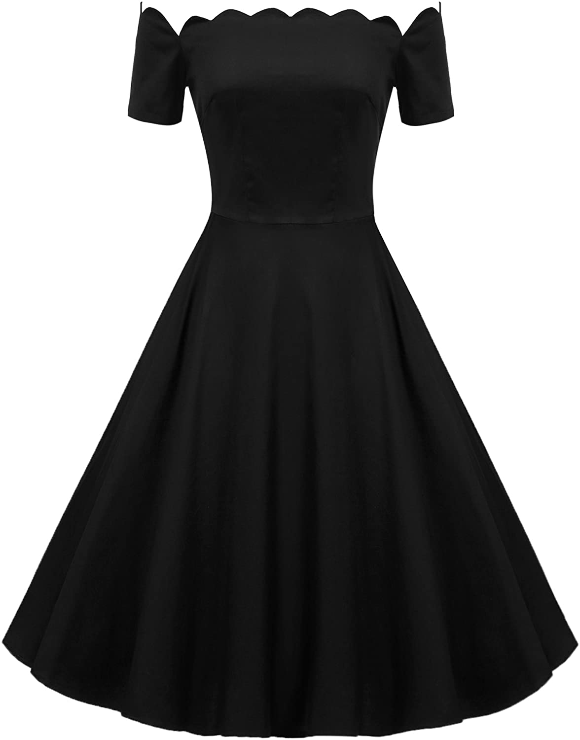 Price:$19.99    ACEVOG Women's Wave Point 1950s Style Vintage Swing Party Off Shoulder Dress  Clothing