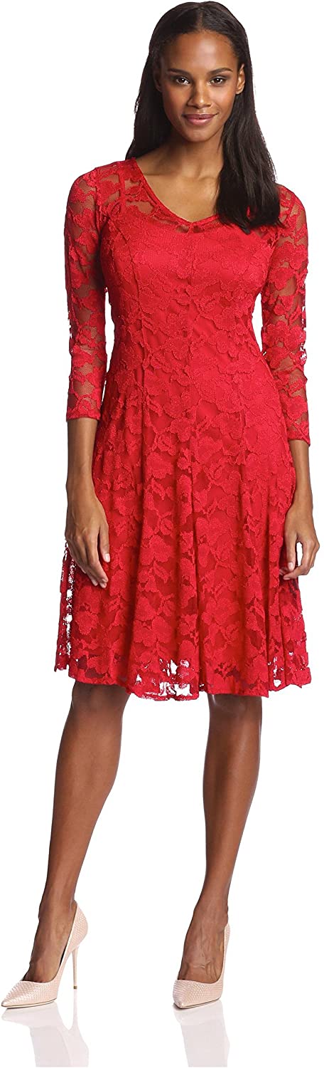 Price:$86.03    Chetta B Women's Lace Dress, Scarlet, 8  Clothing