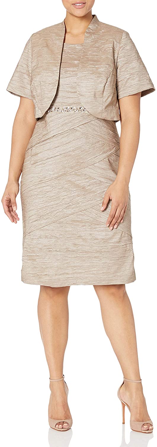 Price:$138.88    Jessica Howard Women's Plus Size 2pc Bolero Jacket W/Beaded Dress  Clothing