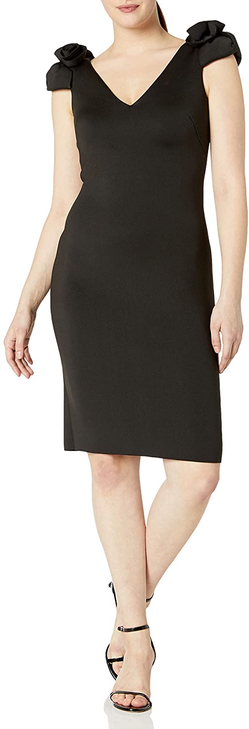 Price:$127.16 Eliza J Women's Sheath Dress with Shoulder Detail, Black, 6 at Amazon Women’s Clothing store