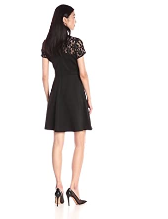 Price:$98.00    Jessica Simpson Women's Lace and Scuba Fit-and-Flare Dress, Black, 4  Clothing