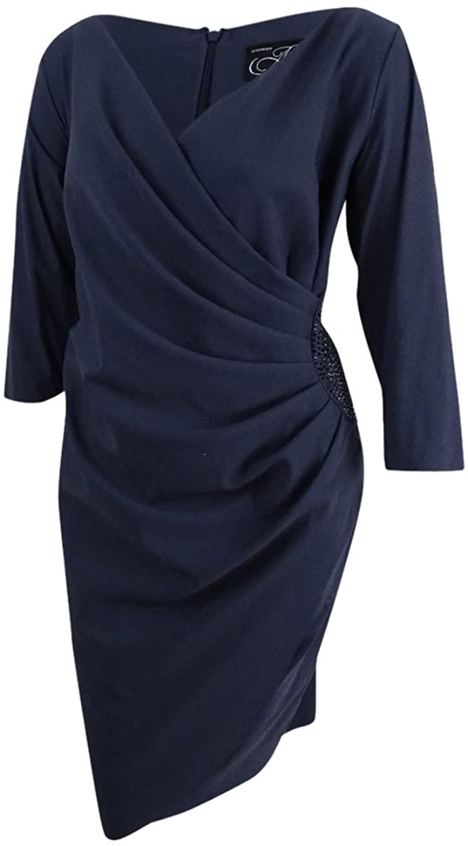 Price:$119.99 Alex Evenings Women's Plus Size Embellished Draped Sheath Dress (22W, Charcoal) at Amazon Women’s Clothing store