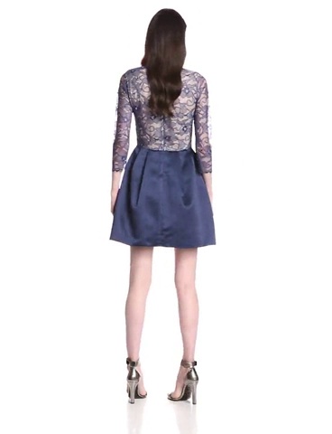 Price:$69.96    ERIN erin fetherston Women's Delphine Lace Combo Fit and Flare Dress  Clothing