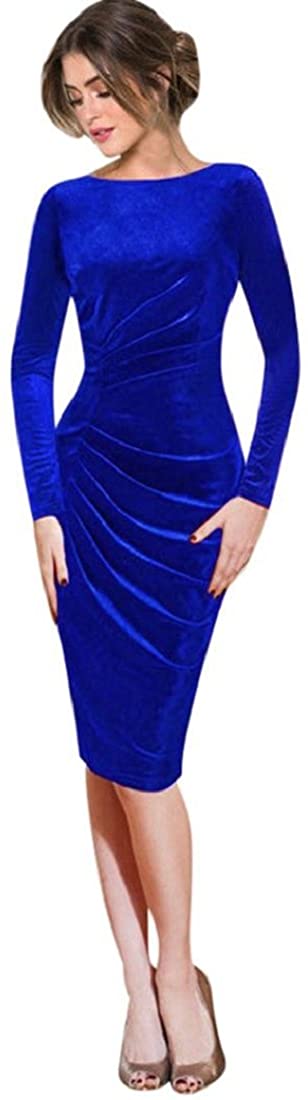 Price:$7.68    GONKOMA Plus Size Dresses, Women's Long Sleeve Velvet Bodycon Work Office Cocktail Party Dress  Clothing