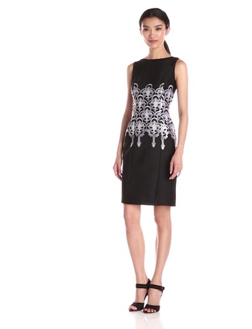 Price:$135.52    Adrianna Papell Women's Embellished Sheath Dress, Black/White, 12  Clothing