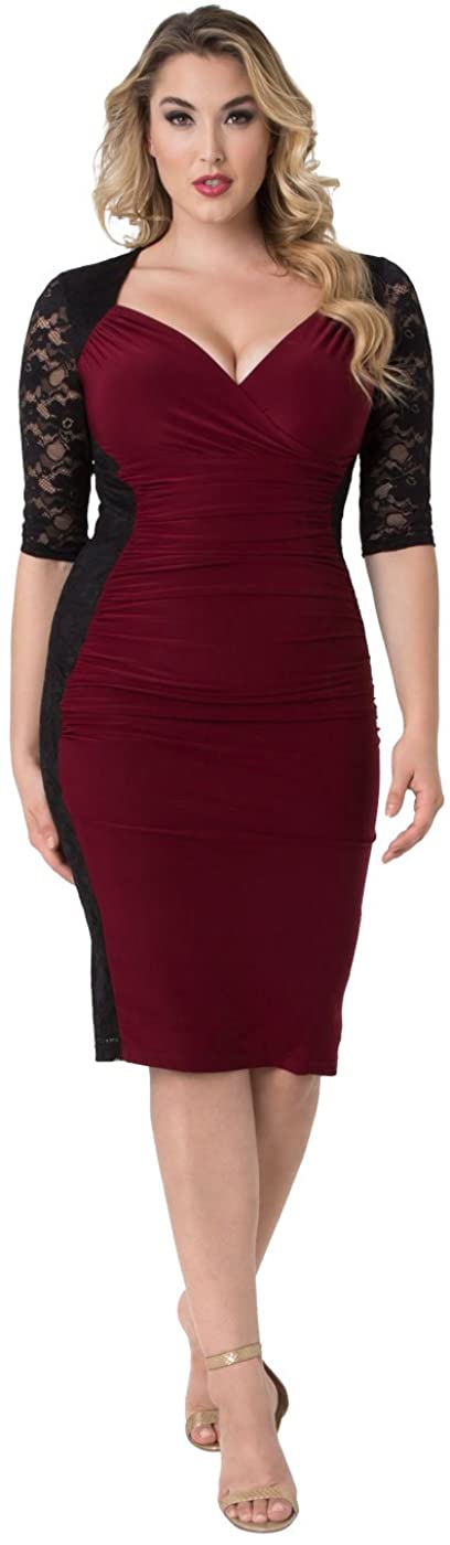 Price:$112.00 Kiyonna Women's Plus Size Valentina Illusion Dress at Amazon Women’s Clothing store