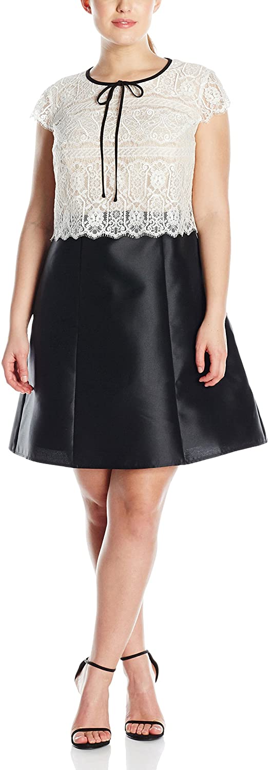 Price:$202.64    ABS by Allen Schwartz Women's Plus-Size Short Sleeve Lace and Tafetta Dress  Clothing