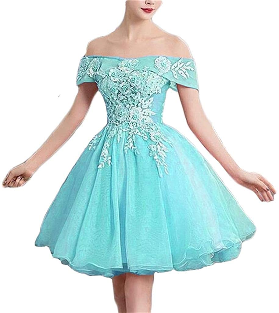 Price:$69.99    Dydsz Women's Prom Dresses Off The Shoulder Homecoming Dresses Short for Juniors with Sleeves D312  Clothing