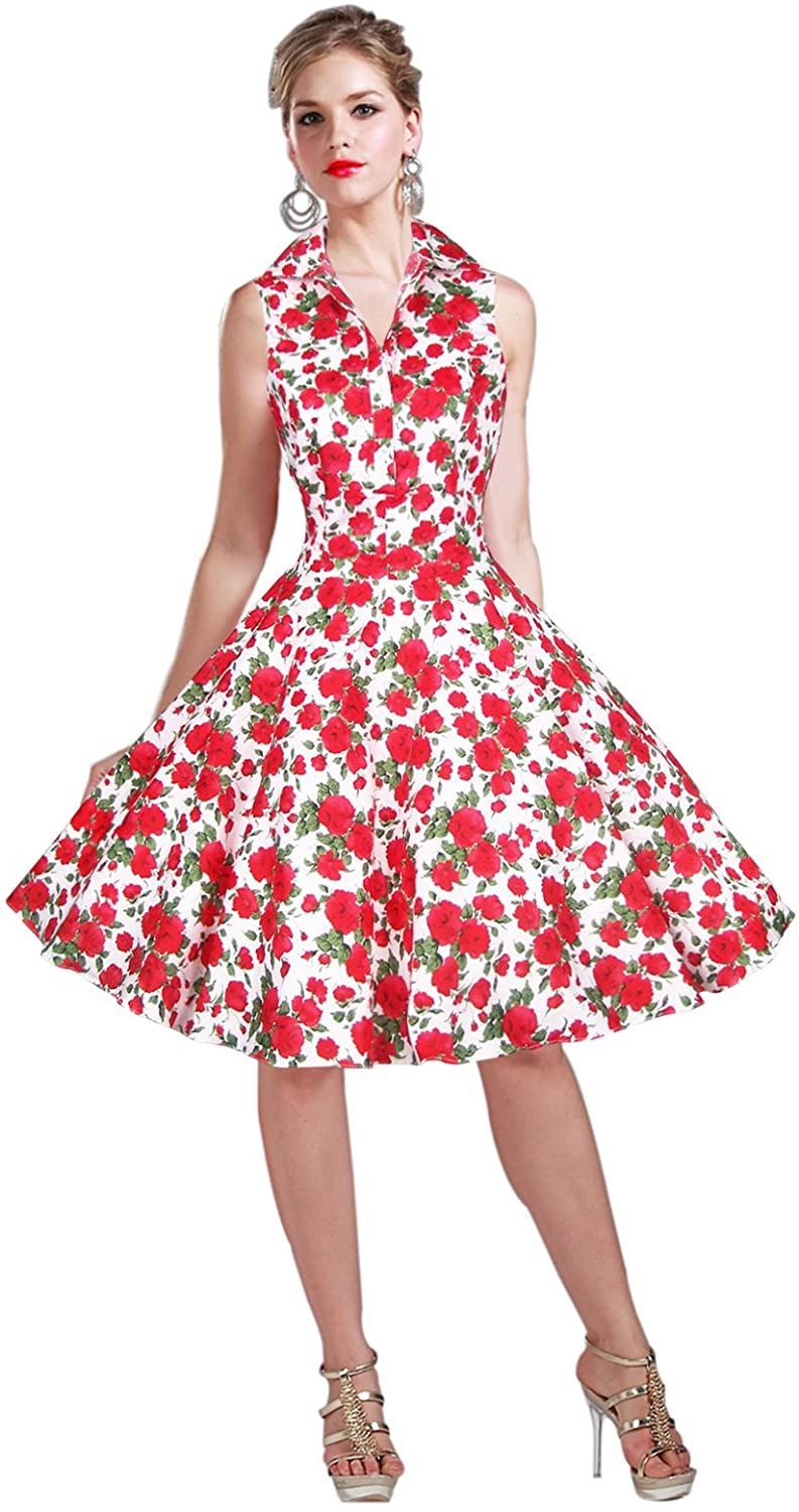 Price:$29.99    Maggie Tang Women's 1950s Vintage Rockabilly Full Circle Dress  Clothing