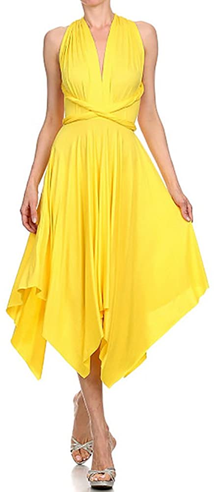 Price:$15.00    12 Ami Solid Convertible Multi Way High Low T-Shirt Short Dress - Made in USA  Clothing