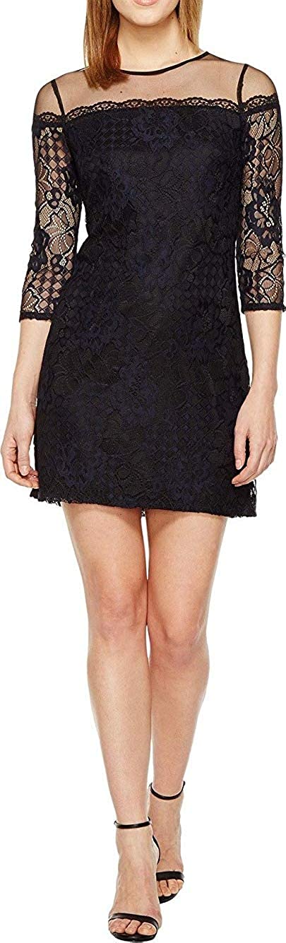 Price:$180.00    Adrianna Papell Women's Plus Size Adele Lace Shift Dress, Black/Navy, 24W  Clothing