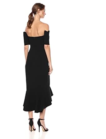 Price:$279.98    Shoshanna Women's Edson Off The Shoulder High-Low Dress, Jet, 0  Clothing