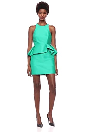 Price:$184.42    Halston Heritage Women's Sleeveless High Neck Fitted Peplum Dress  Clothing